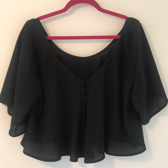 Nasty Gal Black Flowy Crop Top - Picture 3 of 6